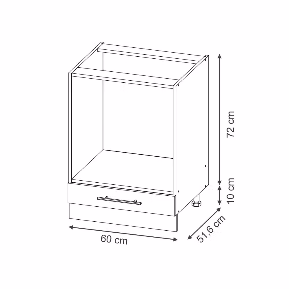 Mobile per forno da incasso Vicco Fame-Line Nero rigato/Antracite con piano in marmo, L: 60 cm – 2