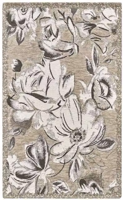 Tappeto moderno floreale ASTER Velour by Suardi color beige in ciniglia lavabile e antiscivolo L: 200 cm, P: 280 cm