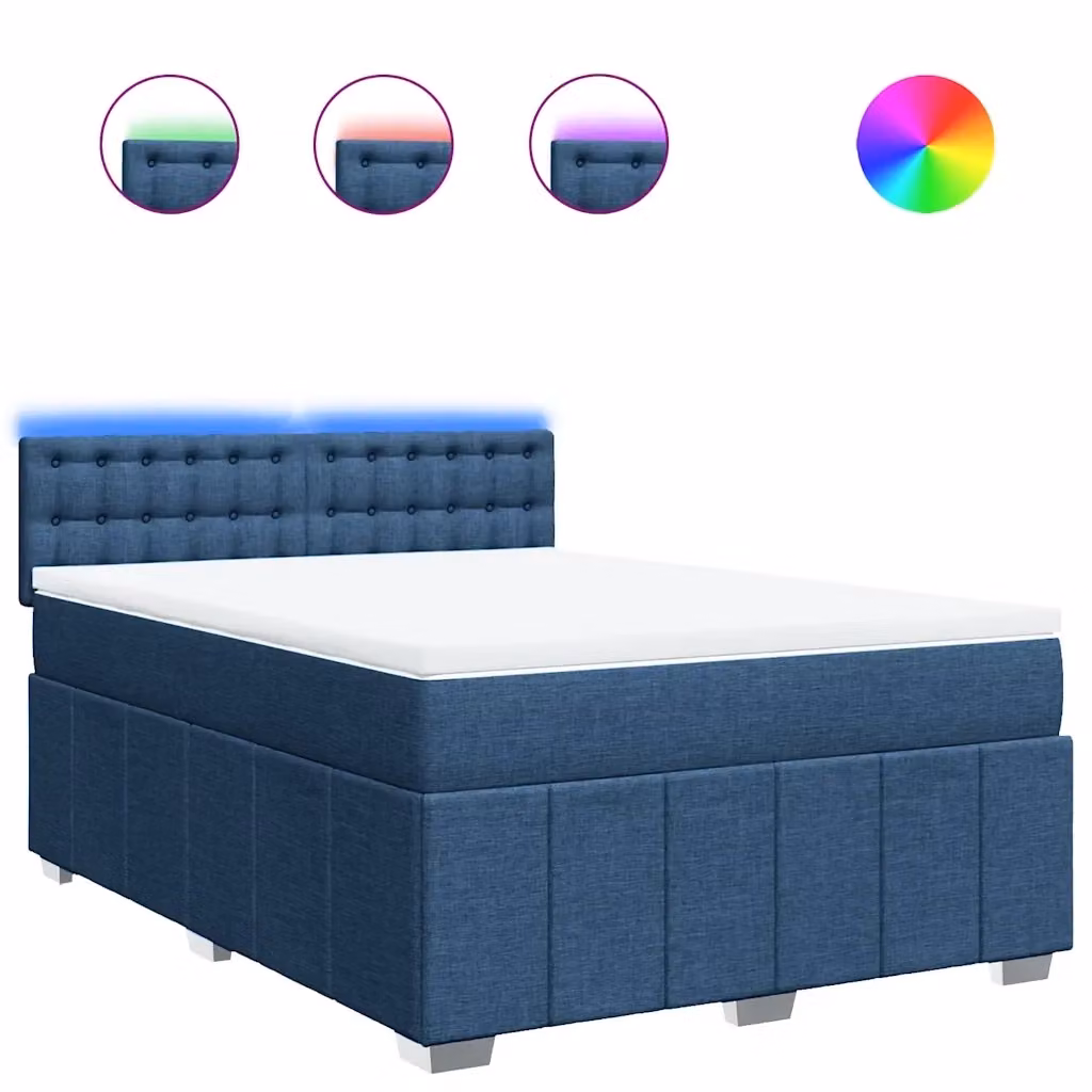 vidaXL Letto Ibrido con Materasso a Molle Insacchettate Blu e Bianco L: 160 cm, P: 200 cm – 2