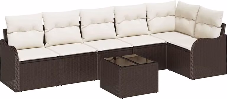 Set Divano da Giardino 7 pcs Grigio polyrattan