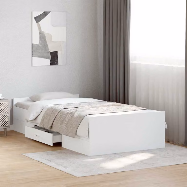 vidaXL Giroletto con Cassetti Bianco in Legno Multistrato L: 78 cm, P: 193 cm, H: 40 cm