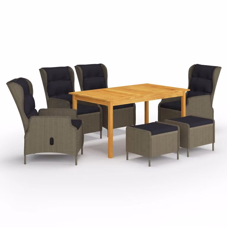 Maison Exclusive - Set da pranzo da giardino, 7 pezzi, marrone