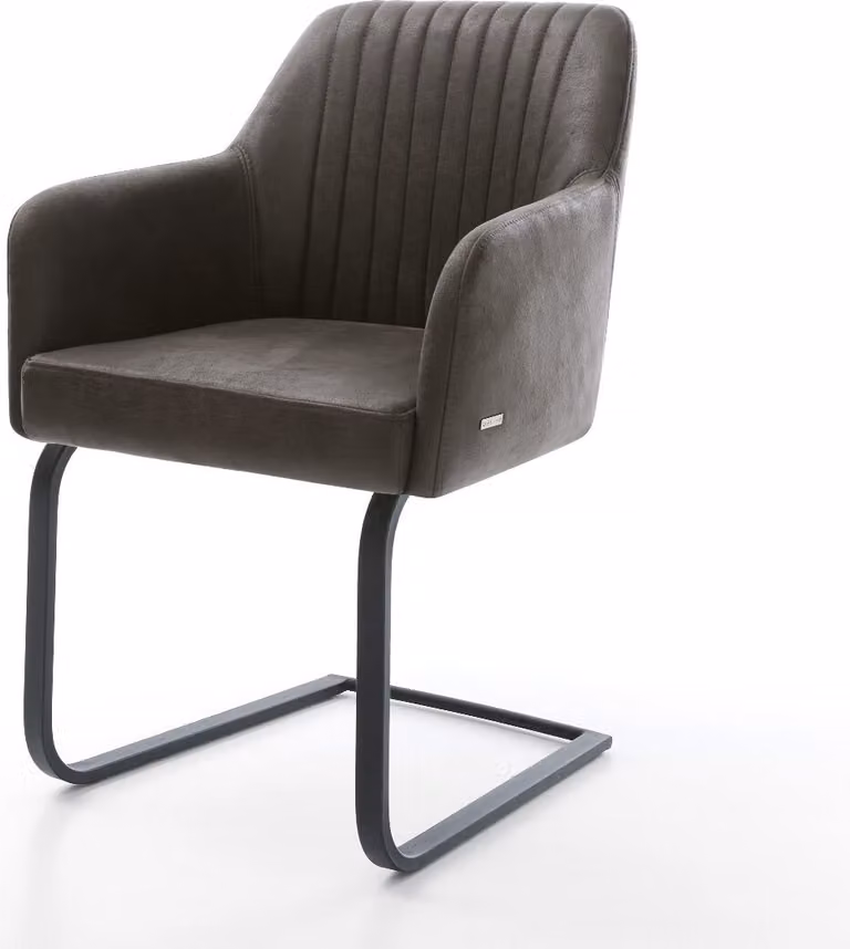 DELIFE Sedia a dondolo Greg-Flex, rivestita in microfibra color antracite, stile vintage. Sedia a dondolo bassa, colore nero, con molle insacchettate