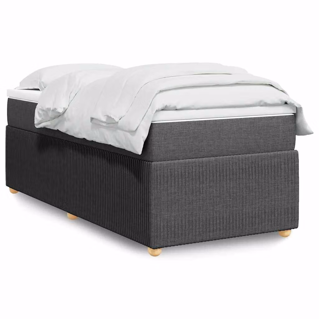 vidaXL Giroletto a Molle Ibrido con Materasso in Tessuto Grigio e Bianco, L/P/H: 90 x 200 cm