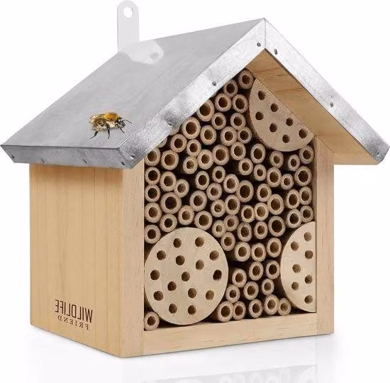 Nido artificiale in legno resistente alle intemperie per api selvatiche - Salvataggio degli insetti