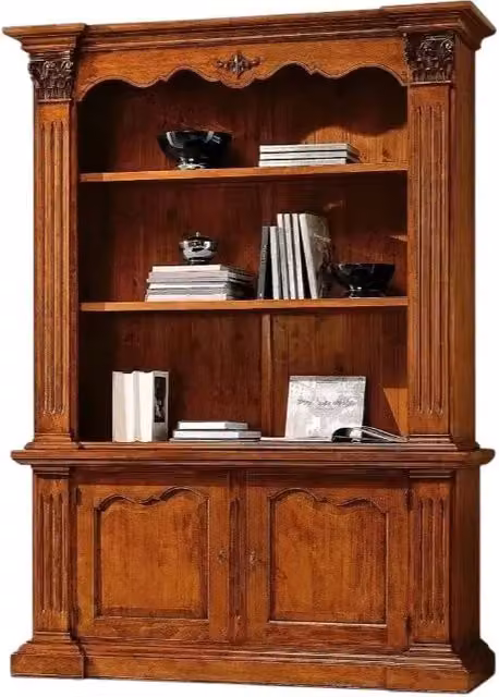 Libreria a 2 porte Mobili 2G in legno massello color noce con ripiani regolabili L: 164 cm, P: 53 cm, H: 225 cm – 5