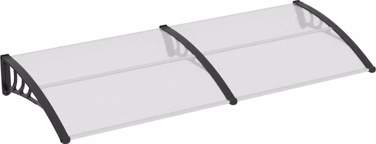 Tettoia a tettoia Tettoia per porta d'ingresso 75x195x23 cm Copertura in policarbonato da 5 mm, protezione dal sole e dalla pioggia per esterni, alluminio trasparente, 75 cm, trasparente, alluminio