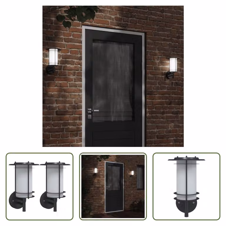 The Living Store Applique da esterno 2 pezzi in acciaio inox nero