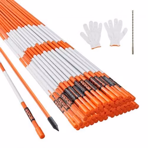 Set di 100 segnalatori per passo carrabile VEVOR in fibra di vetro arancione con nastro riflettente ad alta visibilità, H: 121,5 cm, L: 0,78 cm