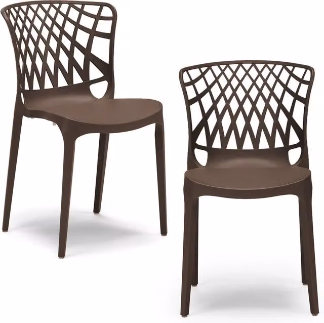 Set di 2 sedie impilabili ARKO Redokasa in polipropilene marrone opaco per cucina, giardino o esterno