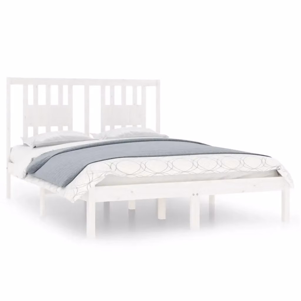 Letto con Giroletto Bianco in Legno Massello di Pino vidaXL L/P: 140 x 190 cm – 2
