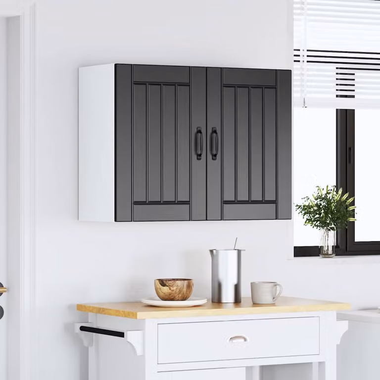 vidaXL Pensile da Cucina Lucca Nero in Legno Multistrato