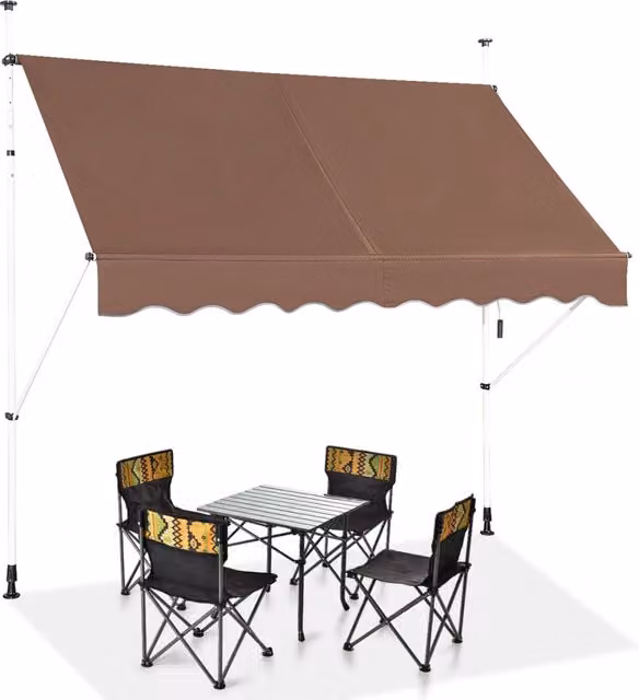 Tenda a bracci DESIGN IN per balcone con fissaggio a morsetto, resistente ai raggi UV, regolabile in altezza, colore marrone, Larghezza: 250 cm