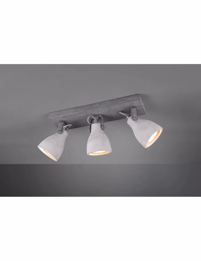 Lampada da parete Trio Leuchten Concrete Trio in cemento e metallo grigio con 3 faretti orientabili GU10 – 2