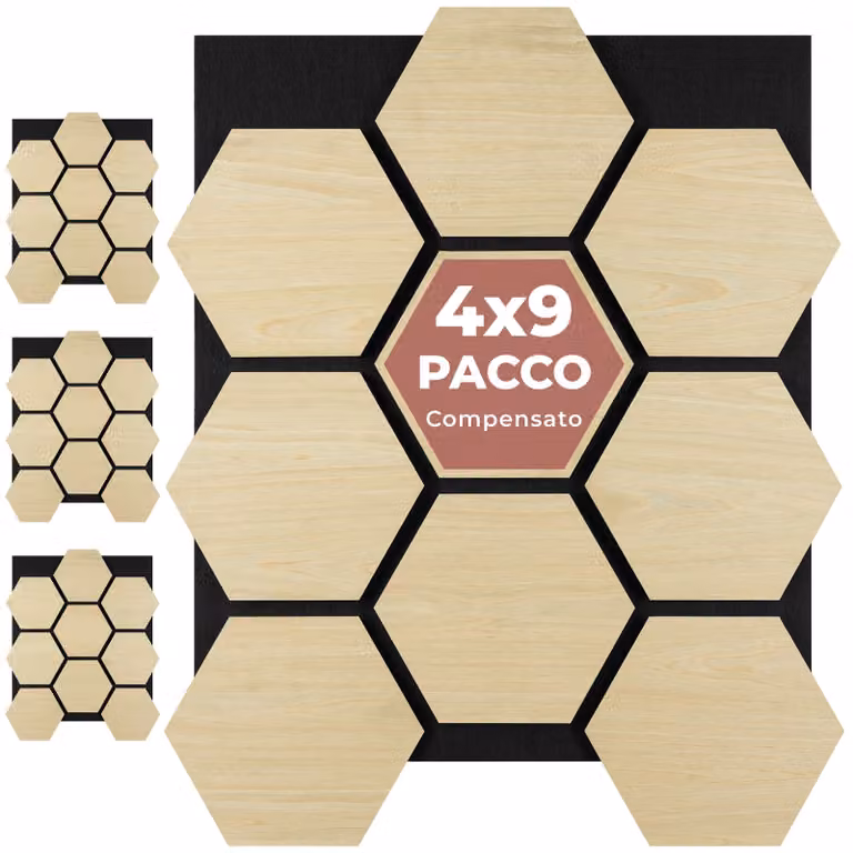 Pannelli acustici Sonic Shield tectake effetto legno in MDF, beige e marrone, da parete, H: 76,0 cm, L: 62,0 cm, P: 4,0 cm