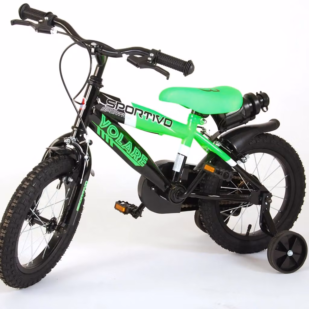 Bicicletta per bambini GIORDANOSHOP con stabilizzatori e freni caliper, colore verde – 2