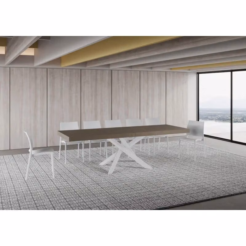 Tavolo allungabile Volantis Premium ITAMOBY con telaio a X in metallo, colore beige, L: 160-420 cm, P: 90 cm – 2