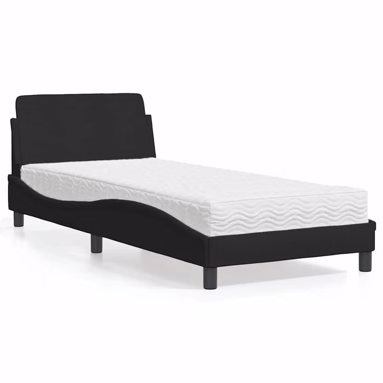 Letto con Materasso Dover vidaXL in Tessuto Nero 90x200 cm