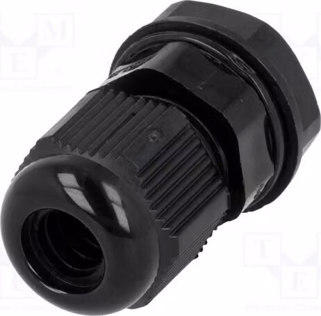 1 x Raccordo per cavo, colore nero, 12,1 mm, modello AGR12, filettatura: M12, grado di protezione IP68, sezione del cavo: 1,25
