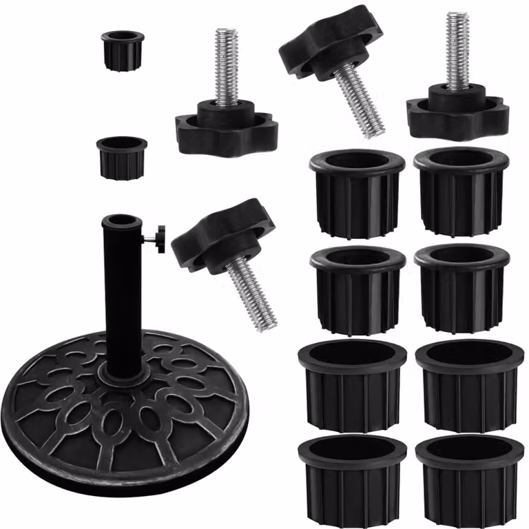 Supporto per ombrellone - 12 pezzi di ricambio - Alluminio leggero - Portatile - Adatto per terrazzi - Nero - Base per ombrellone
