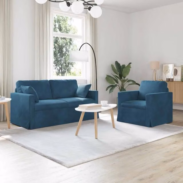 Set di divani 2 pz Blu Velluto 3407559