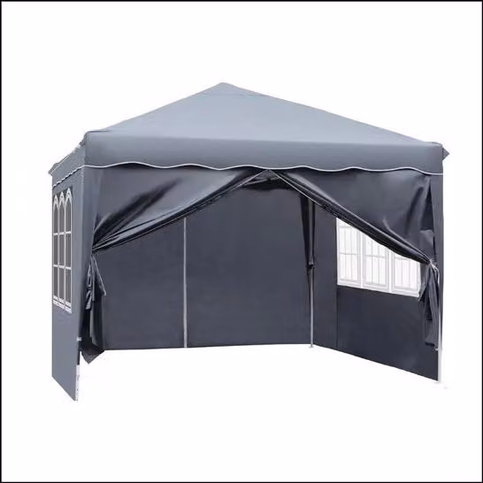 Pavilione da Festa 3x3m con Pareti Laterali - Capannone Ripiegabile - Ombrellone Resistente all'Acqua - Struttura Solida in Acciaio - Grigio