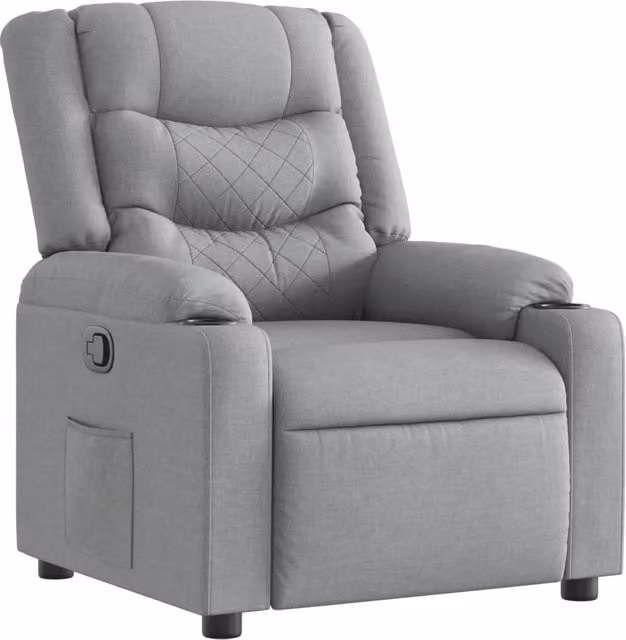 Poltrona | Sedia Relax Reclinabile in Tessuto Grigio Chiaro