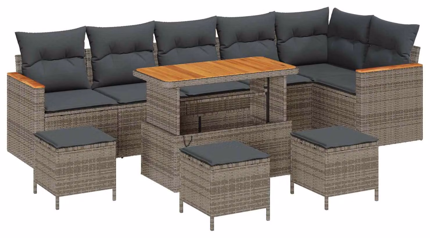 Set Divano da Giardino 10 pcs Grigio polyrattan