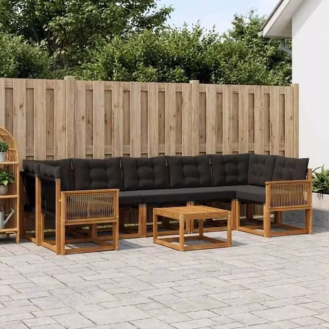 Set di divani da esterno 8 pz Naturale e Nero 3381844