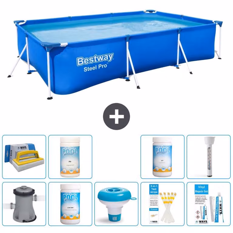 Bestway Steel Pro, piscina rettangolare - 300x201x66 cm - 10 pezzi - Modello S43336