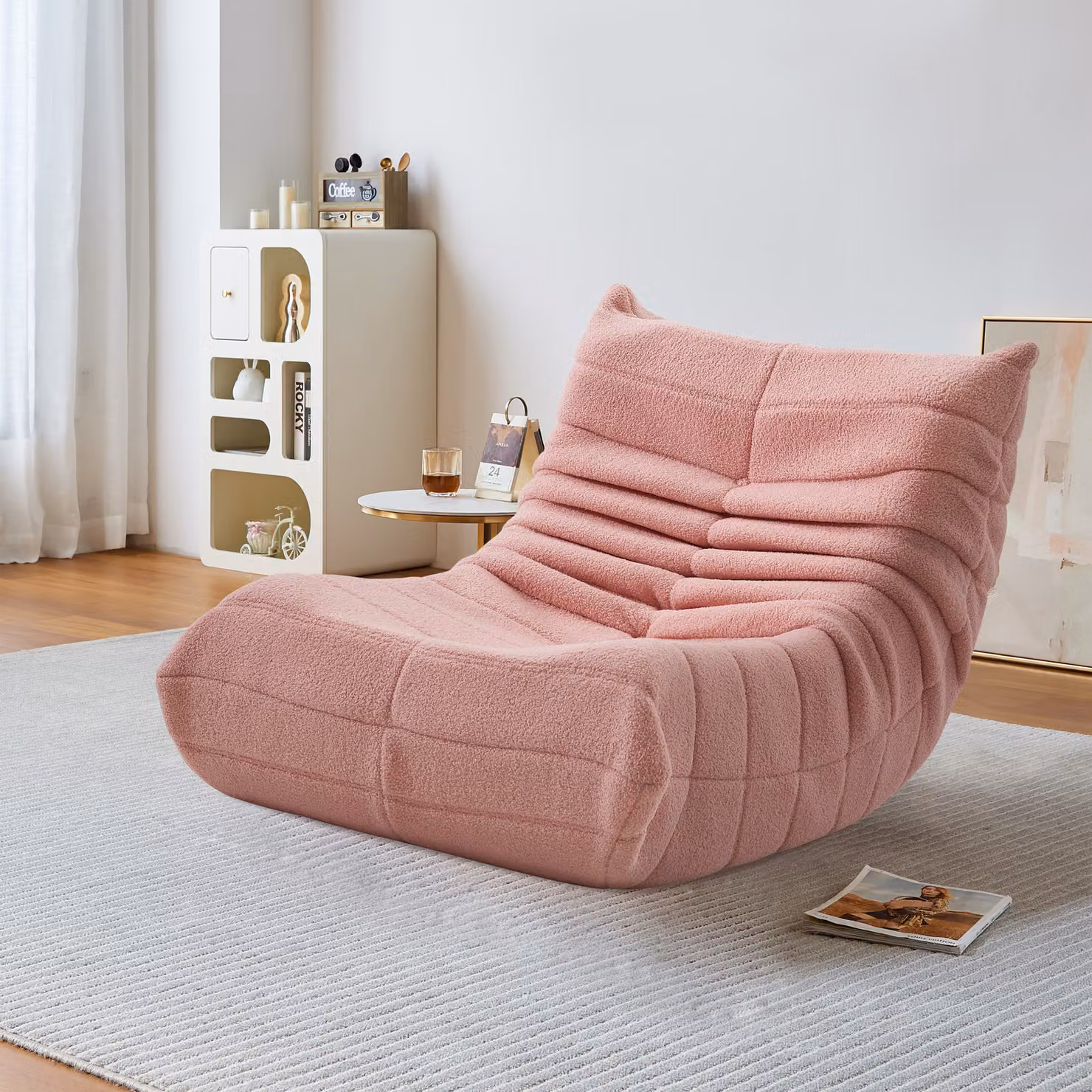 Fauteuil pouf - schiuma ad alta densità - pouf da divano - poltrona lounge - velluto - Rosa