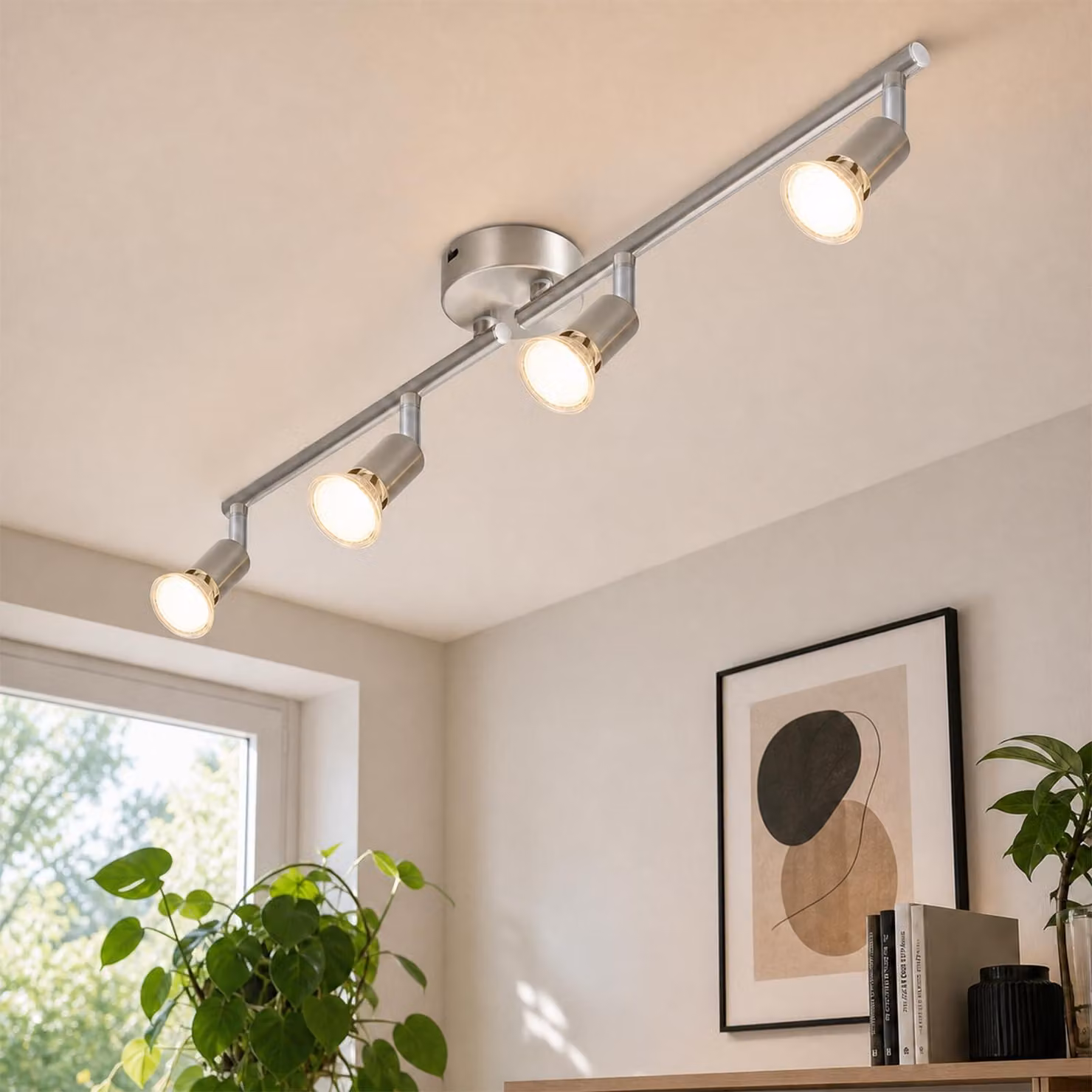 Lampada da soffitto a LED, design moderno, ideale per il soggiorno, con 4 luci