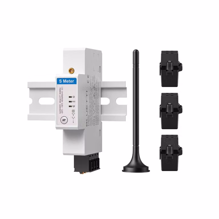 Misuratore di energia trifase BLUETTI S con Wi-Fi e RS485, per montaggio su guida DIN, adatto per impianti fotovoltaici e domotica