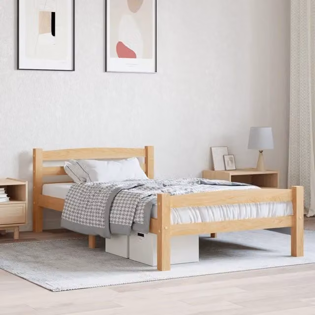 Giroletto vidaXL in legno massello di pino marrone con doghe piatte fisse, L/P/H: 206 x 90 x 66 cm