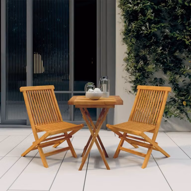 The Living Store Set da pranzo da giardino 3 pz. Set da pranzo da giardino in legno massiccio teak
