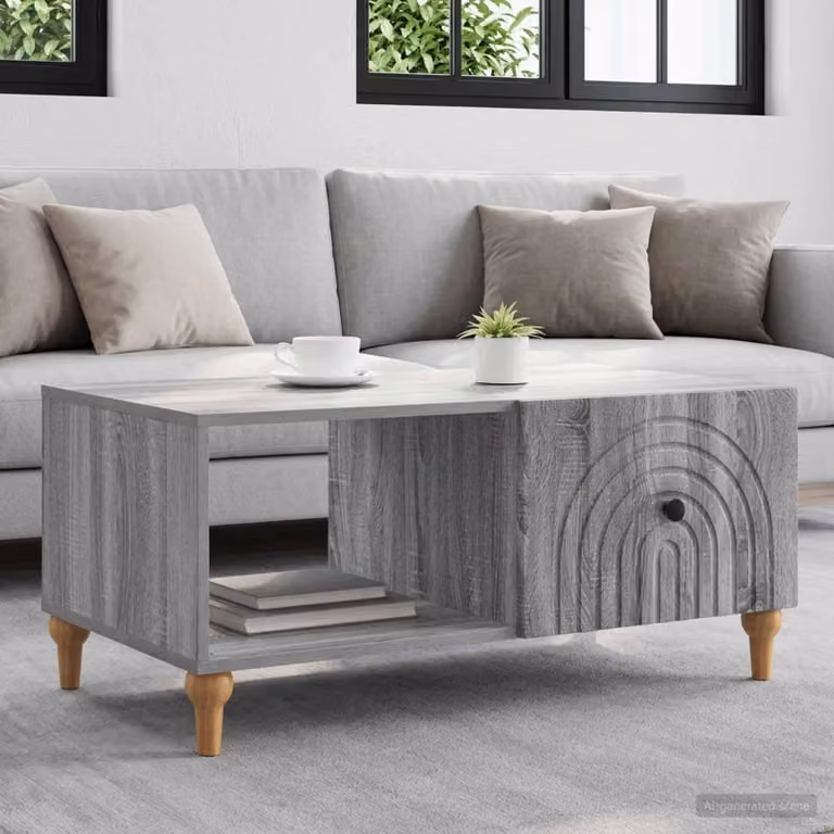 Maison Exclusive - Tavolino Sonoma grigio 90 x 50 x 40 cm Materiale ligneo