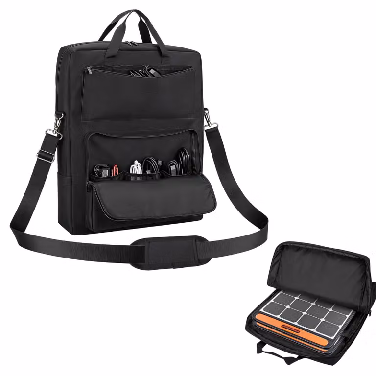 Borsa di trasporto per pannelli solari, realizzata in tessuto Oxford 600D, colore nero, dimensioni 64,8 x 55,9 x 11,4 cm