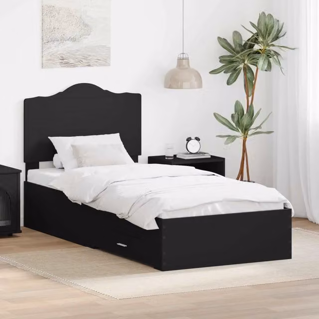 Struttura del letto-Giroletto Nero 70 x 190 cm Legno multistrato 672288