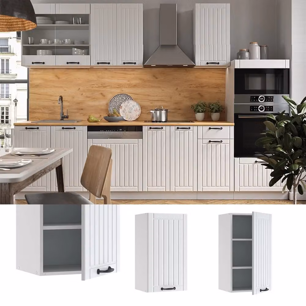 Pensile da cucina Vicco Fame-Line Bianco rustico con ante a battente e ripiani interni L: 40 cm, H: 72 cm, P: 34,1 cm – 2