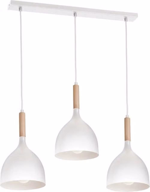 Lampada sospesa Luminex Noak Wood bianca e legno con 3 portalampada E27 dimmabile