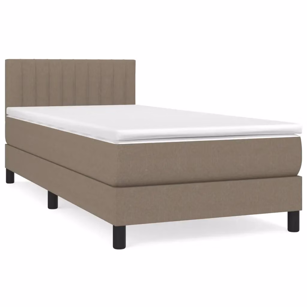 Letto Ibrido vidaXL con Giroletto a Molle e Materasso in Tessuto Beige e Bianco L/P: 90 x 200 cm – 2