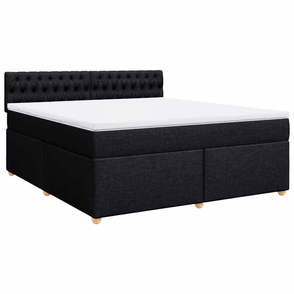 Letto Ibrido vidaXL con Giroletto a Molle e Materasso in Tessuto Nero e Bianco L/P: 180 x 200 cm – 2