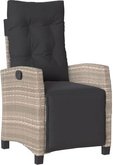 Sedia Reclinabile da Giardino con Poggiapiedi in Polyrattan Grigio Antracite e Metallo
