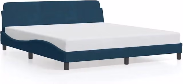 Letto matrimoniale Dover Blu in velluto con testiera, L/P/H: 180 x 200 x 185 cm