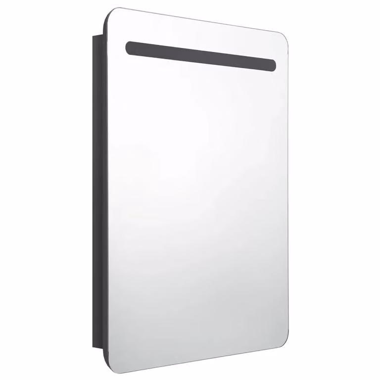 Mobile da bagno moderno HELLOSHOP26 nero lucido con specchio a LED e ripiani interni, L: 60 cm, P: 11 cm, H: 80 cm