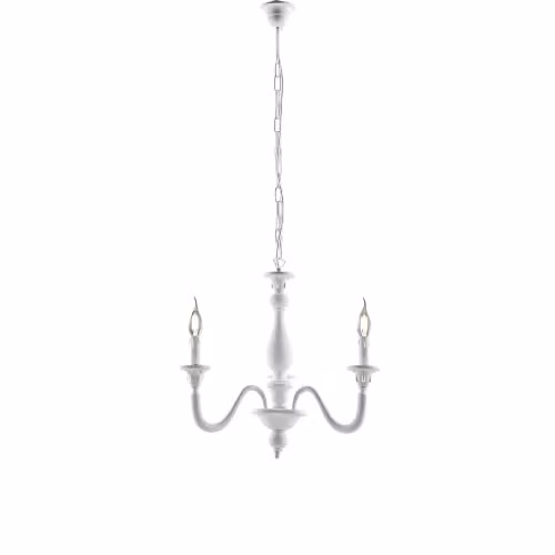 Lampadario Shabby Chic Lucca Legno Bianco 3 Luci E14