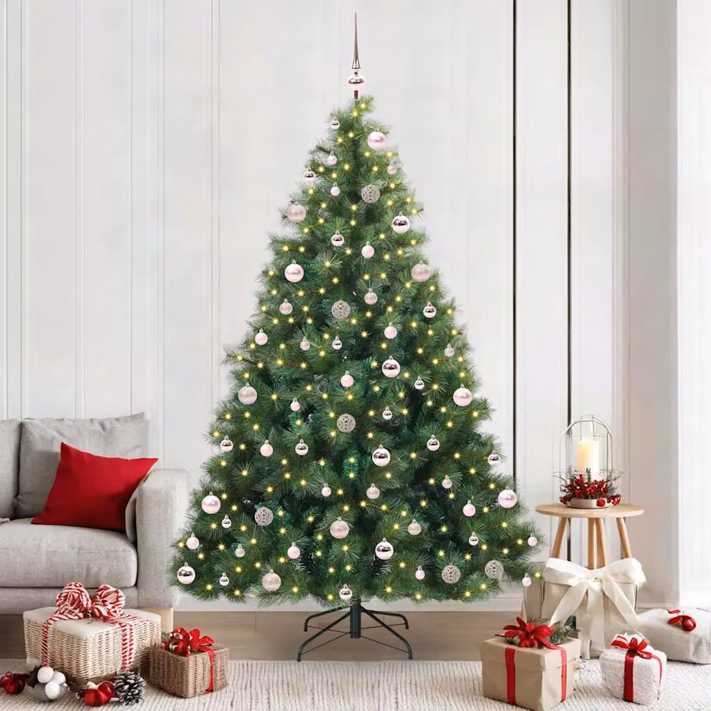 Albero di Natale artificiale vidaXL verde con 300 LED luce bianca calda in PE e PVC, Altezza: 210 cm