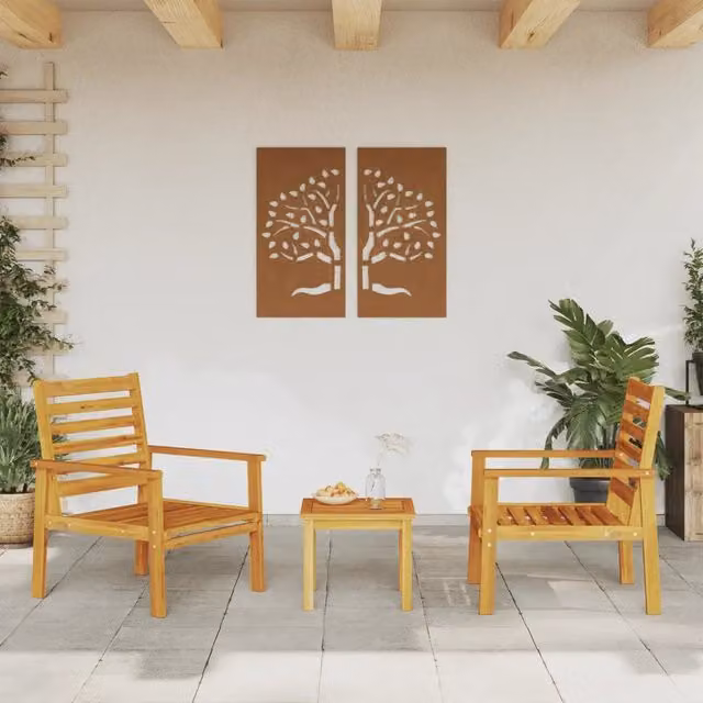 Set di 2 poltrone da giardino vidaXL in legno di acacia oliato marrone L/P/H: 65 x 65 x 81 cm