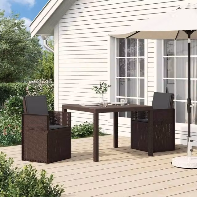 Set di 2 sedie da giardino vidaXL moderne in plastica resistente ai raggi UV, colore marrone e antracite, con braccioli