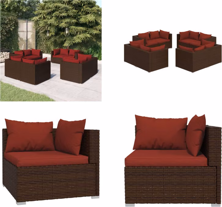 vidaXL set salotto da giardino 8 pezzi con cuscini in rattan marrone - set salotto da giardino - set salotto da giardino - set salotto da patio - set divano da patio